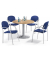 Konferenztisch MODUL, 73,5cm (H), 100x100cm (BxT), 5 Personen, rund, nussbaum / silber