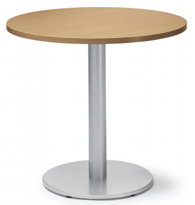 Konferenztisch MODUL, 73,5cm (H), 80x80cm (BxT), 4 Personen, rund, nussbaum / alusilber