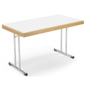 Klapptisch, 140x70cm (BxT), 73,8cm (H), Holz, rechteckig, wei&szlig; / chrom
