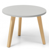 Beistelltisch, 46cm (H), 46x65cm (BxT), rund, grau / eiche
