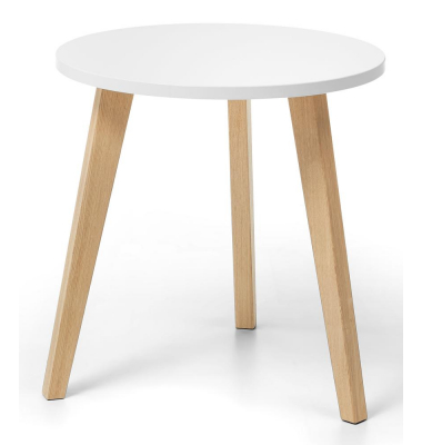 Beistelltisch, 63cm (H), 63x65cm (HxB) (BxT), rund, weiß / eiche Beistelltisch, 63cm (H), 63x65cm (HxB) (BxT), rund, weiß / eiche