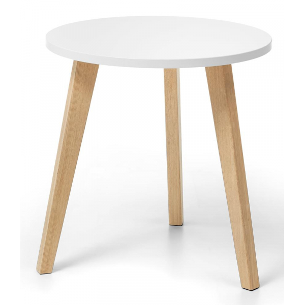 4251797800830 - Beistelltisch 63cm (H) 63x65cm (HxB) (BxT) rund weiß   eiche 4251797800830 Deskin