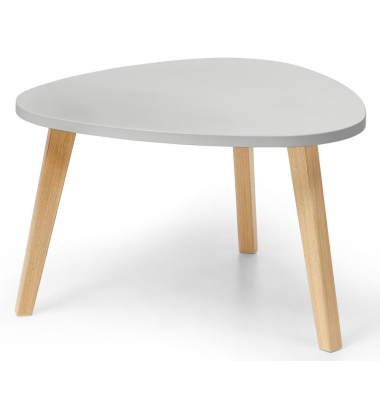 Beistelltisch, 46cm (H), 46x85cm (BxT), dreieckig abgerundet, grau / eiche