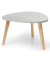 Beistelltisch, 46cm (H), 46x85cm (BxT), dreieckig abgerundet, grau / eiche