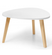 Beistelltisch, 46cm (H), 46x85cm (HxB) (BxT), dreieckig abgerundet, weiß / eiche