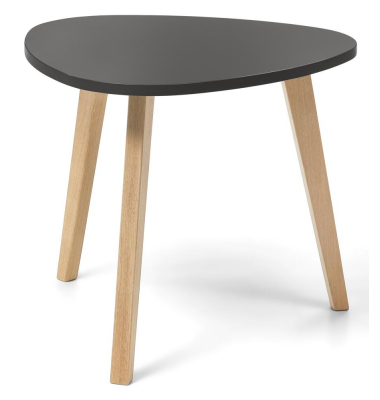 Beistelltisch, 63cm (H), 85x85cm (BxT), dreieckig abgerundet, anthrazit / eiche