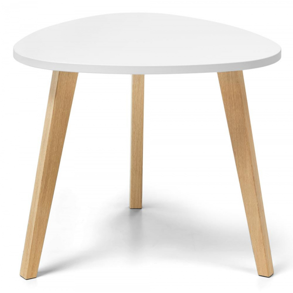 4251797800953 - Beistelltisch 63cm (H) 63x85cm (HxB) (BxT) dreieckig abgerundet weiß   eiche 4251797800953 Deskin