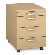 Rollcontainer 290487, buche, 4 Schubladen, Holz, abschlie&szlig;bar