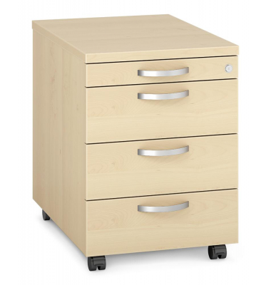 Rollcontainer 290488, ahorn, 4 Schubladen, Holz, abschlie&szlig;bar