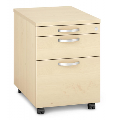 Rollcontainer 290493, ahorn, 3 Schubladen, Holz, abschlie&szlig;bar