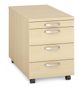 Rollcontainer 290498, ahorn, 4 Schubladen, Holz, abschlie&szlig;bar