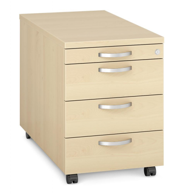 Rollcontainer 290498, ahorn, 4 Schubladen, Holz, abschlie&szlig;bar