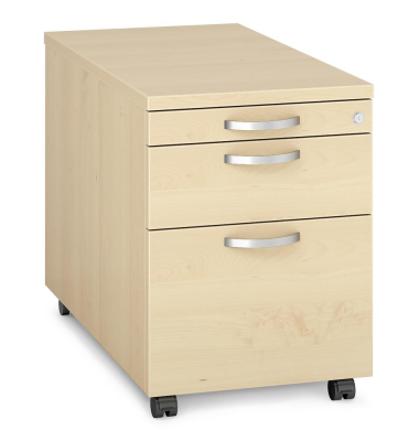 Rollcontainer 290503, ahorn, 3 Schubladen, Holz, abschlie&szlig;bar