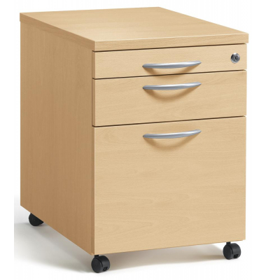 Rollcontainer 290669, buche, 3 Schubladen, Holz, abschlie&szlig;bar