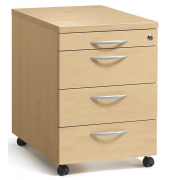 Rollcontainer 290673, buche, 4 Schubladen, Holz, abschlie&szlig;bar