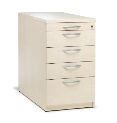 Standcontainer 290691, ahorn, 5 Schubladen, Holz, abschlie&szlig;bar