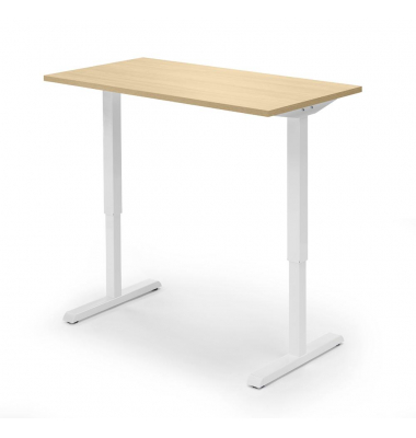 Sitz-Steh-Schreibtisch, elektrisch höhenverstellbar, 71,5-120,5cm (H), 120x65cm (BxT), rechteckig, ahorn / weiß