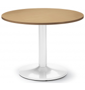 Konferenztisch 295369, 73,5cm (H), 100x100cm (BxT), 5 Personen, rund, nussbaum / weiß
