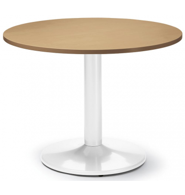 Konferenztisch MODUL, 73,5cm (H), 100x100cm (BxT), 5 Personen, rund, nussbaum / wei&szlig;