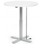 Sitz-Steh-Schreibtisch MODUL Monos&auml;ule, elektrisch h&ouml;henverstellbar, 71,5-120,5cm (H), 100x80cm (BxT), rund, wei&szlig; / silber