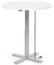 Sitz-Steh-Schreibtisch MODUL Monosäule, elektrisch höhenverstellbar, 71,5-120,5cm (H), 100x80cm (BxT), rund, weiß / silber
