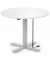 Sitz-Steh-Schreibtisch MODUL Monosäule, elektrisch höhenverstellbar, 71,5-120,5cm (H), 100x80cm (BxT), rund, weiß / silber