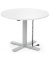 Sitz-Steh-Schreibtisch MODUL Monosäule, elektrisch höhenverstellbar, 71,5-120,5cm (H), 100x80cm (BxT), rund, weiß / silber