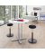 Sitz-Steh-Schreibtisch MODUL Monosäule, elektrisch höhenverstellbar, 71,5-120,5cm (H), 100x80cm (BxT), rund, weiß / silber