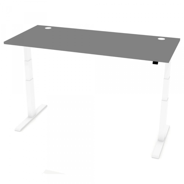 4255704307641 - Sitz-Steh-Schreibtisch 331925 elektrisch höhenverstellbar  2000mmx800mm (BxT) rechteckig anthrazit   Weiß RAL 9016 425570430