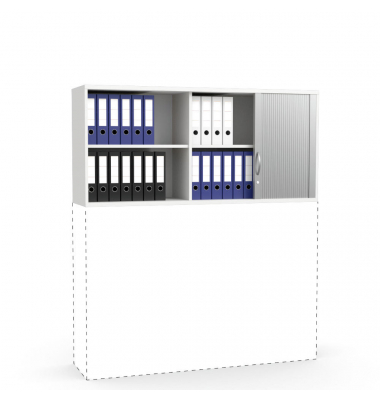 Aufsatzschrank MULTI M pro 294458, abschlie&szlig;bar, 2x2 OH, wei&szlig;/alusilber, 160x75x42cm (BxHxT)