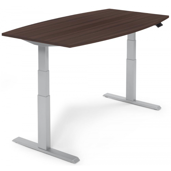 4255704307818 - Sitz-Steh-Besprechungstisch 332167 elektrisch höhenverstellbar 130cm (H) 200x100cm (BxT) 8 Personen Tonnenform nussbaum dun