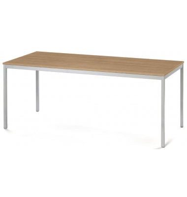 Konferenztisch MODUL, 72,8cm (H), 200x80cm (BxT), 8 Personen, rechteckig, nussbaum / silber