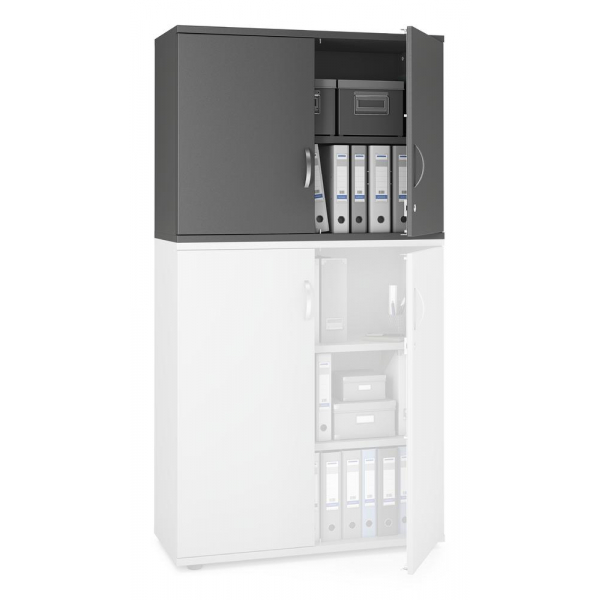 Deskin Aufsatzschrank MULTI M pro 333167, abschließbar, 2 OH, anthrazit, 100x75x42cm (BxHxT)  Deskin