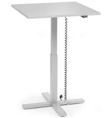 Sitz-Steh-Schreibtisch MODUL Monosäule, elektrisch höhenverstellbar, 71,5-120,5cm (H), 80x80cm (BxT), quadratisch, lichtgrau / s