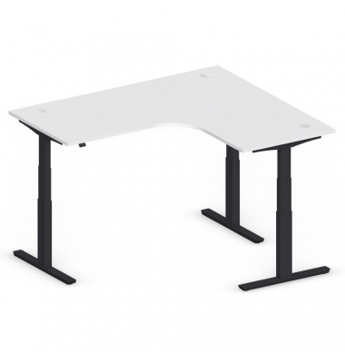 Sitz-Steh-Schreibtisch Jumbo Multi M, elektrisch höhenverstellbar, 65-130cm (H), 180x160cm (BxT), L-Form, lichtgrau / schwarz Sitz-Steh-Schreibtisch Jumbo Multi M, elektrisch höhenverstellbar, 65-130cm (H), 180x160cm (BxT), L-Form, lichtgrau / schwarz