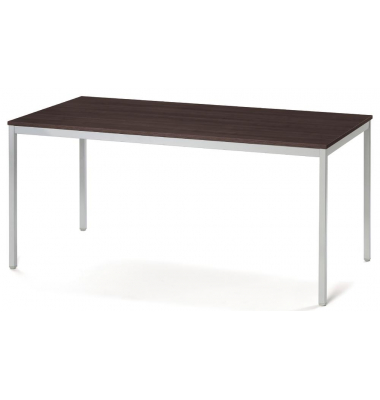 Konferenztisch MODUL, 72,8cm (H), 140x80cm (BxT), 6 Personen, rechteckig, nussbaum dunkel / silber