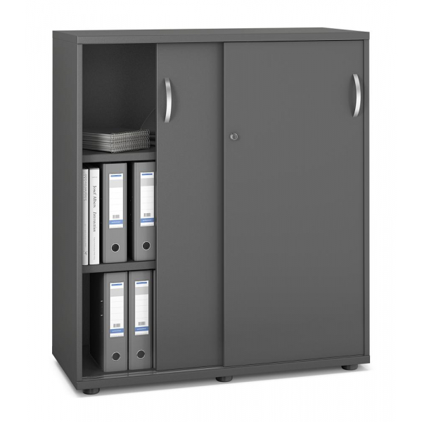 Deskin Schiebetürenschrank MULTI M pro 333255, abschließbar, 2x3 OH, anthrazit, 100x114x42cm (BxHxT)  Deskin