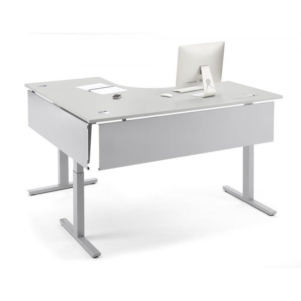 4255704308563 - Sitz-Steh-Schreibtisch Jumbo Multi M Pro 295104 elektrisch höhenverstellbar  1800mmxmm (BxT) L-Form lichtgrau   Alusilber RA