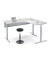 Sitz-Steh-Schreibtisch Jumbo Multi M Pro, elektrisch höhenverstellbar, 65-130cm (H), 180x160cm (BxT), L-Form, lichtgrau / silber
