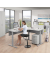 Sitz-Steh-Schreibtisch Jumbo Multi M, elektrisch h&ouml;henverstellbar, 65-130cm (H), 180x160cm (BxT), L-Form, lichtgrau / silber