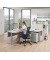 Sitz-Steh-Schreibtisch Jumbo Multi M Pro, elektrisch höhenverstellbar, 65-130cm (H), 180x160cm (BxT), L-Form, lichtgrau / silber