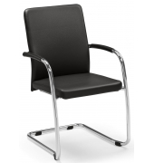 Besucher- und Konferenzstuhl RIVA S, schwarz / chrom, mit Armlehnen, Freischwinger