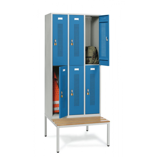 4255704308655 - Doppelstöckiger Spind SYSTEM SP1 mit Sitzbank 4255704308655 Deskin