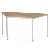 Konferenztisch MODUL, 72,8cm (H), 160x69cm (BxT), 3 Personen, Trapezform, nussbaum / silber