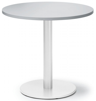 Konferenztisch MODUL, 73,5cm (H), 80x80cm (BxT), 4 Personen, rund, lichtgrau / wei&szlig;