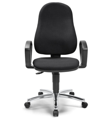 B&uuml;rostuhl COMFORT P, schwarz / chrom, mit Armlehnen, bis 110kg, ohne Kopfst&uuml;tze