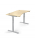 Sitz-Steh-Schreibtisch Cockpit MULTI M, elektrisch höhenverstellbar, 65-130cm (H), 180x90cm (BxT), Cockpitform, ahorn / silber