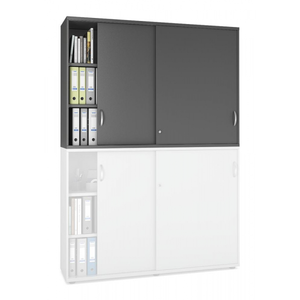 Deskin Aufsatzschrank MULTI M pro 333277, abschließbar, 2x3 OH, anthrazit, 160x111x42cm (BxHxT)  Deskin