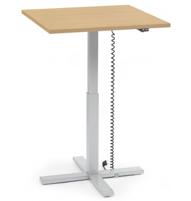 Sitz-Steh-Schreibtisch MODUL Monosäule, elektrisch höhenverstellbar, 71,5-120,5cm (H), 80x80cm (BxT), quadratisch, buche / silbe