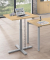 Sitz-Steh-Schreibtisch MODUL Monosäule, elektrisch höhenverstellbar, 71,5-120,5cm (H), 80x80cm (BxT), quadratisch, buche / silbe